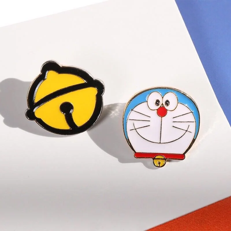 Фото Значки в стиле аниме Doraemon, эмалированная заколка для рюкзака, джинсов, одежды, лацканов, значки, Мультяшные украшения, подарок для детей №2