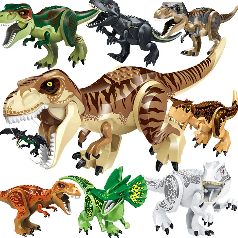 Jurassic Dino World Large Dinosaurs Figures Bricks Building Blocks Tyrannosaurus Indominus T-Rex Velociraptor Toys MOC Kids Gift