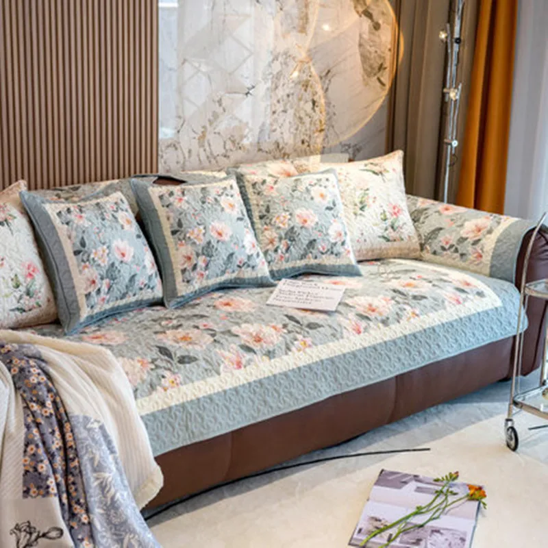 

Summer Retro Country Flower Sofa Cushion Living Room Non-Slip Sofa Cover Sofa Cover Towel Pet Dog Sofa Protection Pad