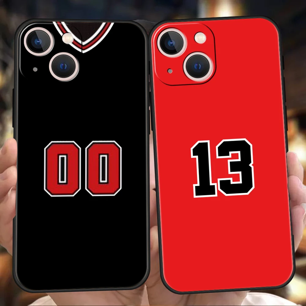 

Basketball Number Phone Case Cover for iPhone 14 13 12 11 Pro Max X XR XS Max 14 7 8 Plus Shockproof Silicone Soft Shell Fundas