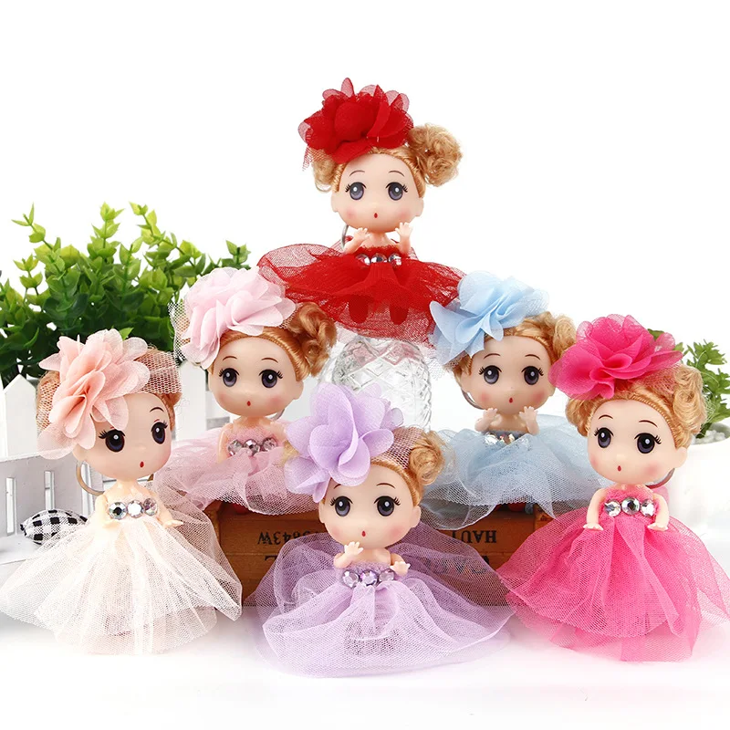 

Dropshipping 10pcs/lot 12cm Fashion Princess Dress Doll Keychain Dolls For Girls Christmas Birthday Gift Toys For Children