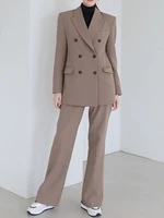 womens suit office ladies elegant solid pantsuit female casual work wear 2 piece set clothes