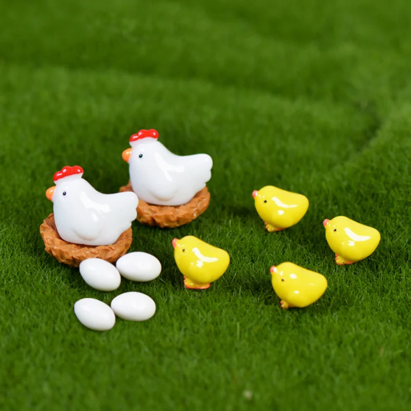 

12Pcs Mix Hen Chick Egg Nest Craft Figurine Miniature Home Decoration Kawaii Accessories Garden Decor for Home Easter Decoration
