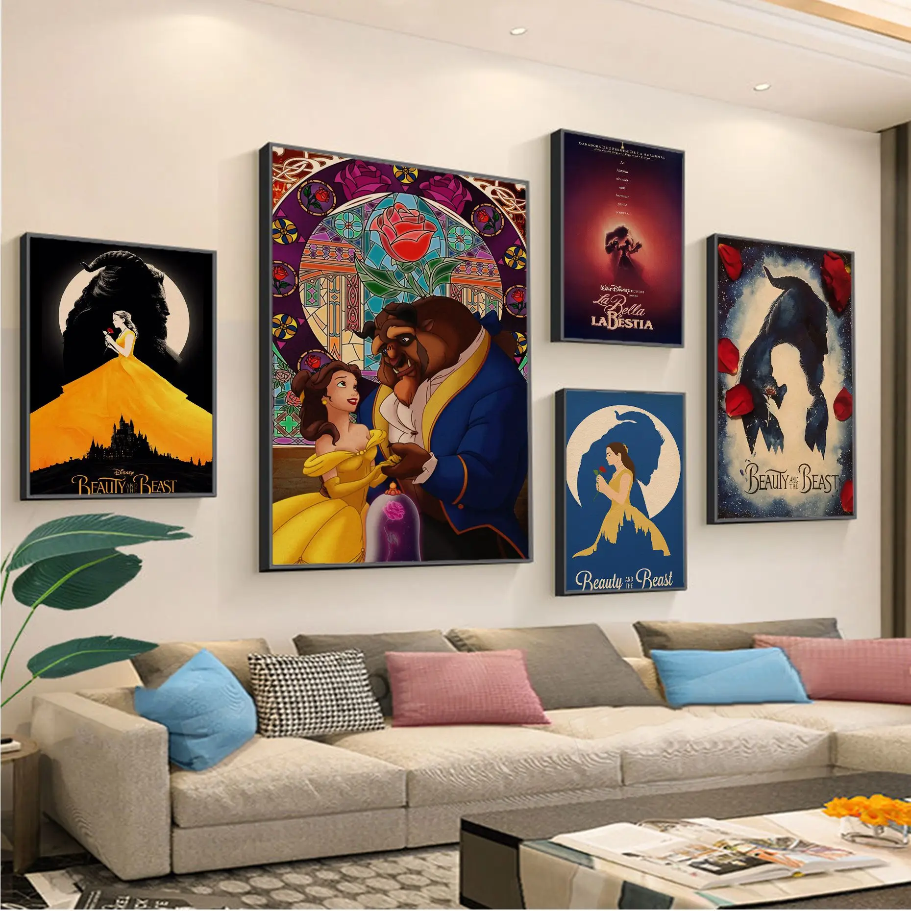 

Disney Beauty And The Beast Retro Kraft Paper Poster Kraft Paper Prints And Posters Vintage Decorative Painting