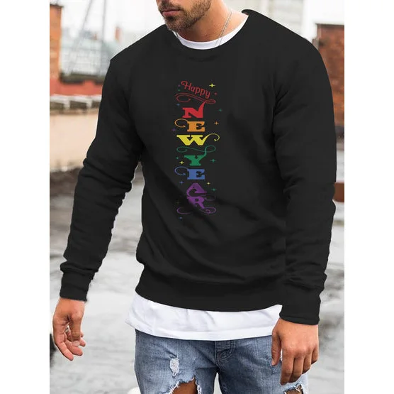 

Badassdude New Year Letter Printing Men's Casual Long Sleeved Shirt
