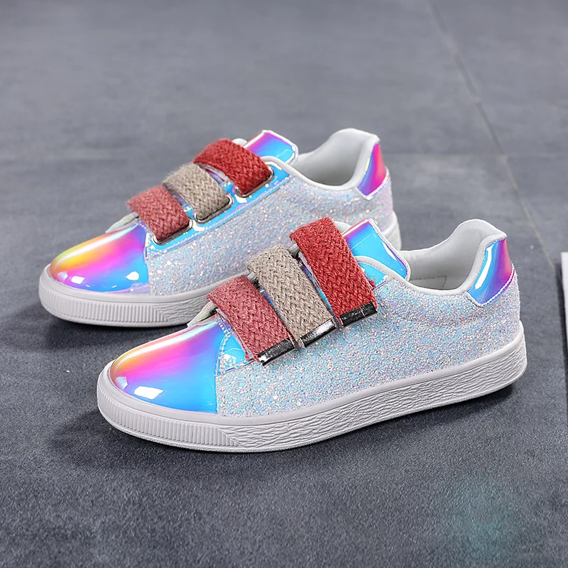 Women Sneakers Winter Shiny Velcro Platform Shoes All-Match Sports Vulcanized Fashion Comfortable Slip-On Shoes Zapatos De Mujer