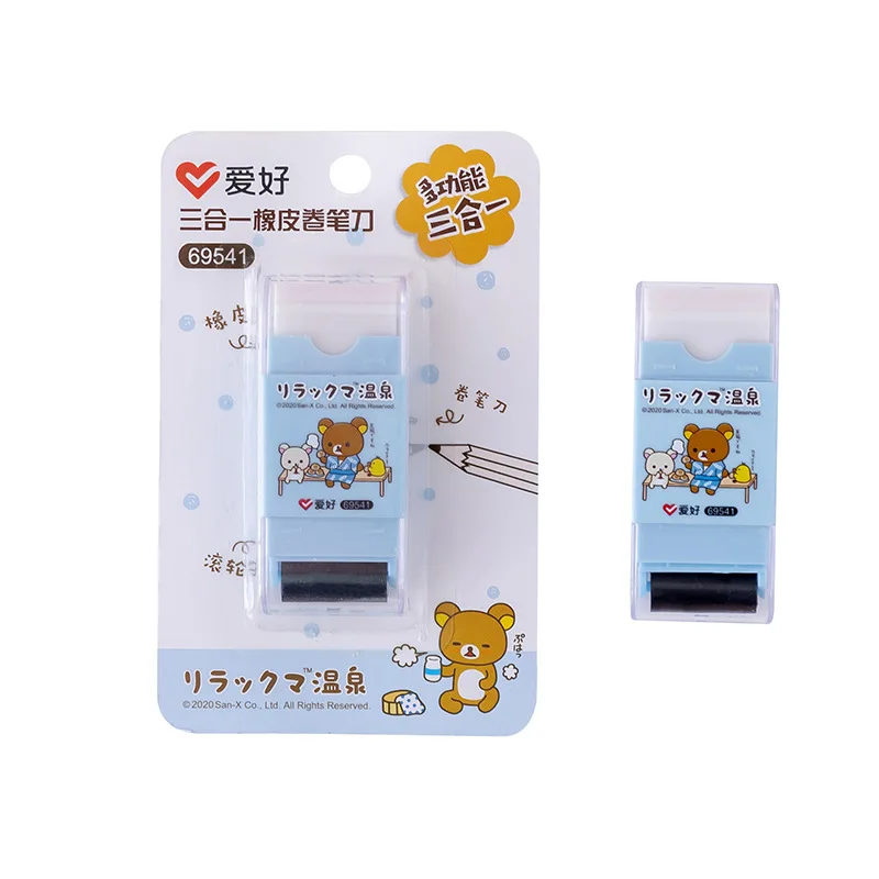 Стирательная мультяшная точилка для карандашей три в одном роликовый дизайн