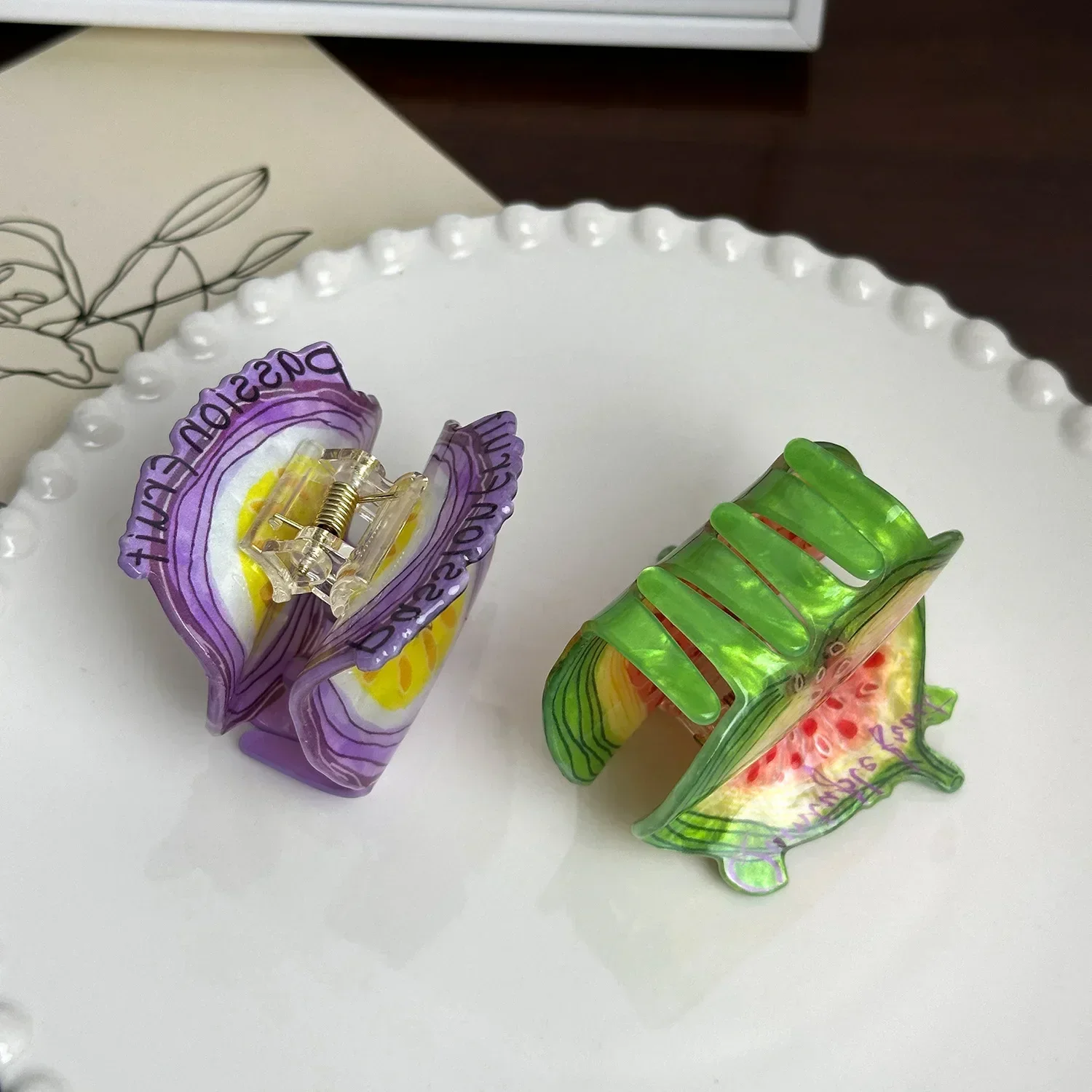 YHJ милые клубнично-оранжевые заколки для волос акриловые забавные с фруктами и