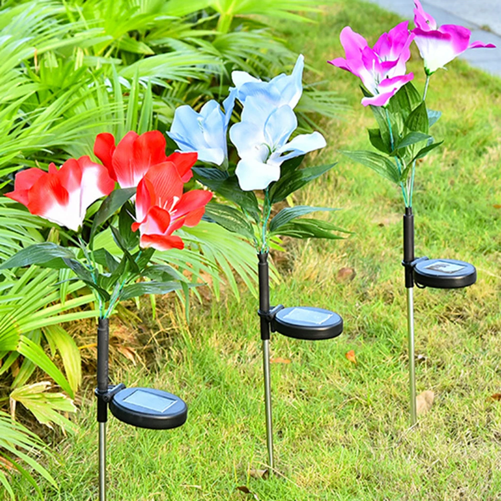 

Fiber Optic Lamp LED Outdoor Solar Clivia Shape Lights Gradient Waterproof Automatically Recharging Fence Landscape