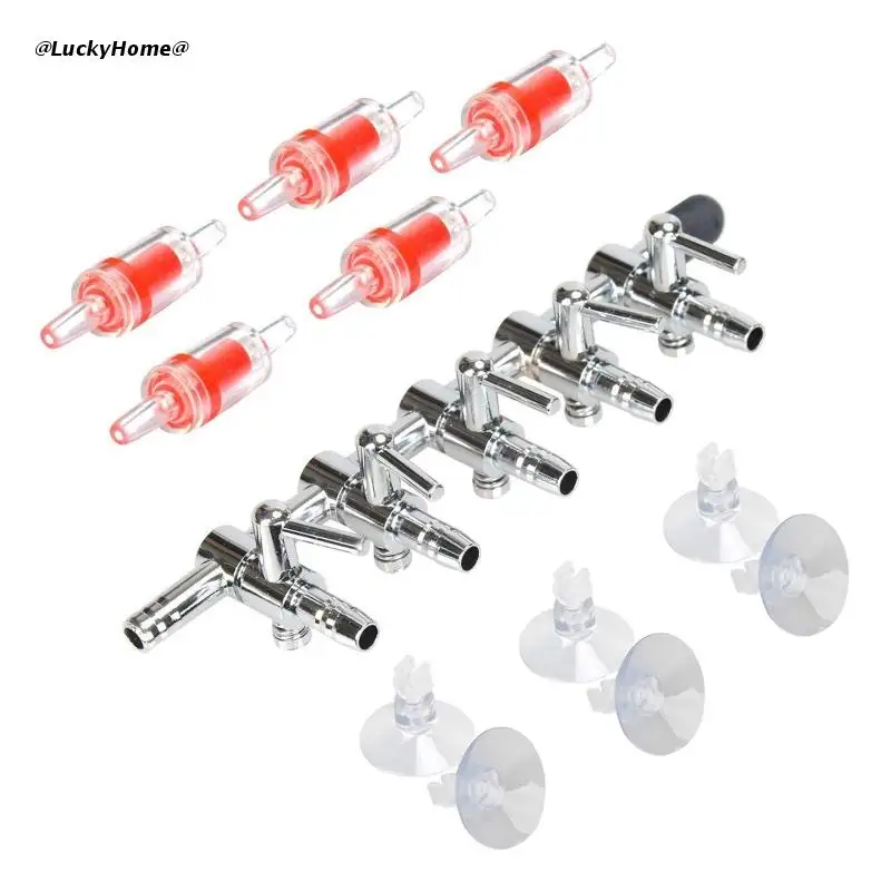 

11UA Aquarium Control Valve 5 Way Air Valve Set Air Regulator for Fish Tank Air Pump