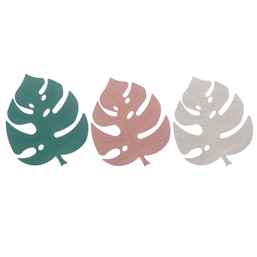 

Leaf Placemats Table Placemat Mat Cup Mats Coaster Party Insulation Heat Tropical Leaves Green Monstera Dining Dish Hawaiian