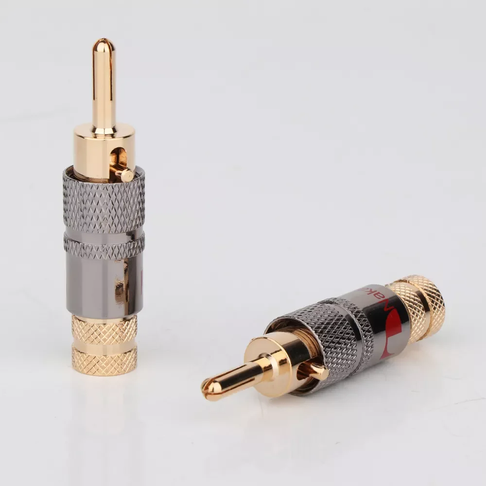 

Банановый штекер BA1457 Brass Nakamichi с замком, красный и белый динамик