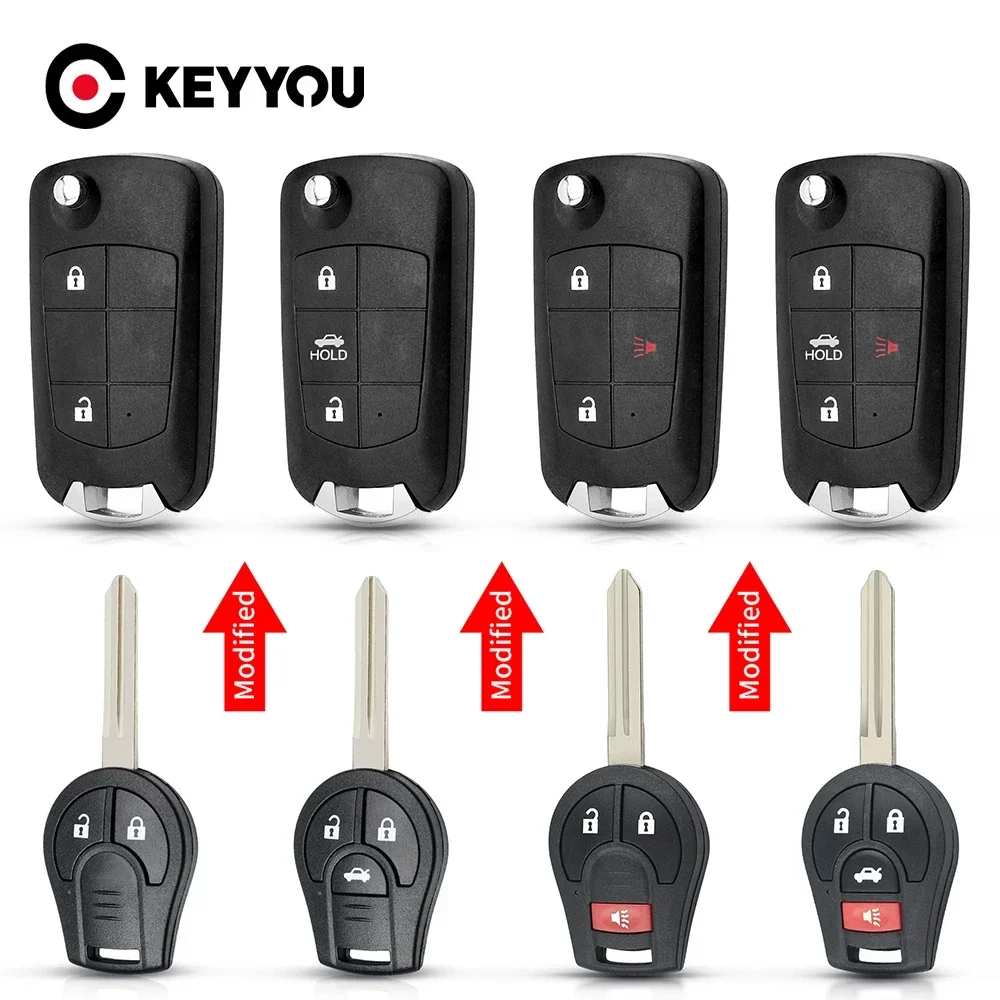 KEYYOU 1 шт. новый модифицированный чехол для автомобильного ключа Nissan Sylphy Cube Juke Rogue