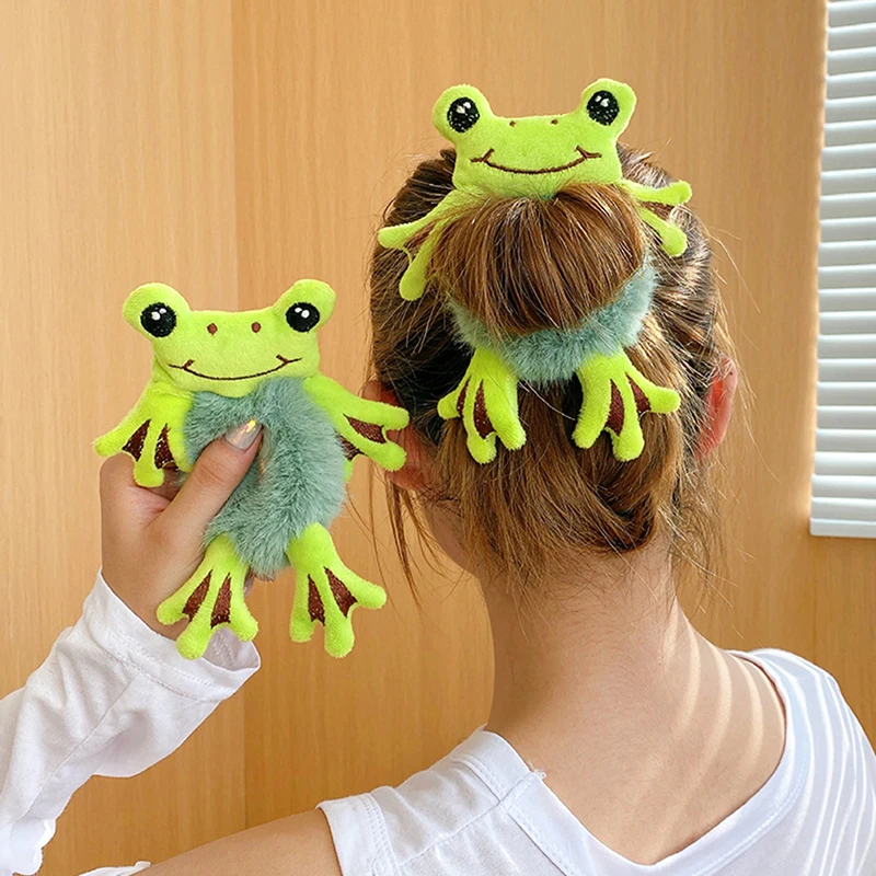 

Plush Hair Rope Frog Rabbit Panda Elastic Ponytail Holder Scrunchies Hairband Plush Hairband