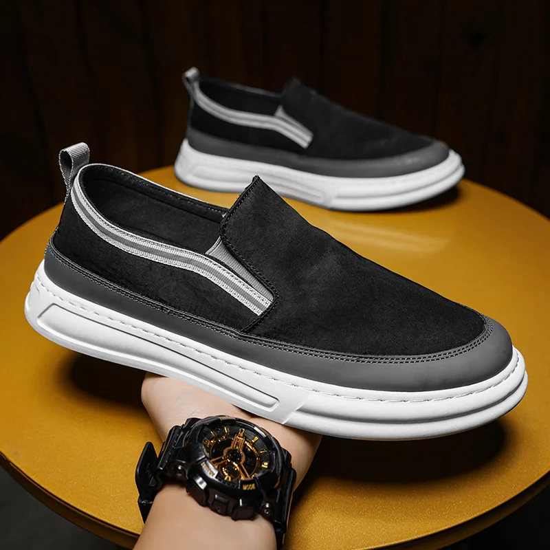 

PUPUDA Men Shoes Breathable Comfortable Canvas Sneakers Trend Vulcanized Shoes 2022 Summer Men Slip On Loafers