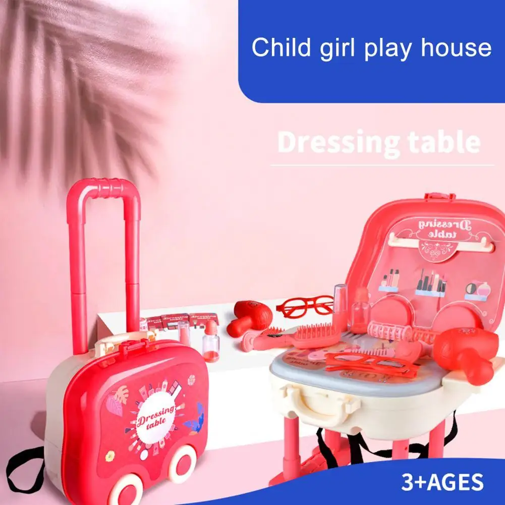 

Educational Pretend Play Suitcase Fine Workmanship Eco-friendly Makeup Kit Kids Princess Dressing Table