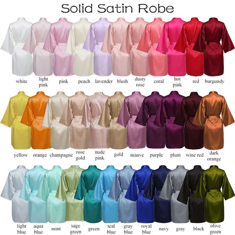 Navy Team Bride Robes Summer Bridal Robe Short Silky Satin Robe Kimono Sleepwear Women Bridesmaid Robes Matron of the Bride