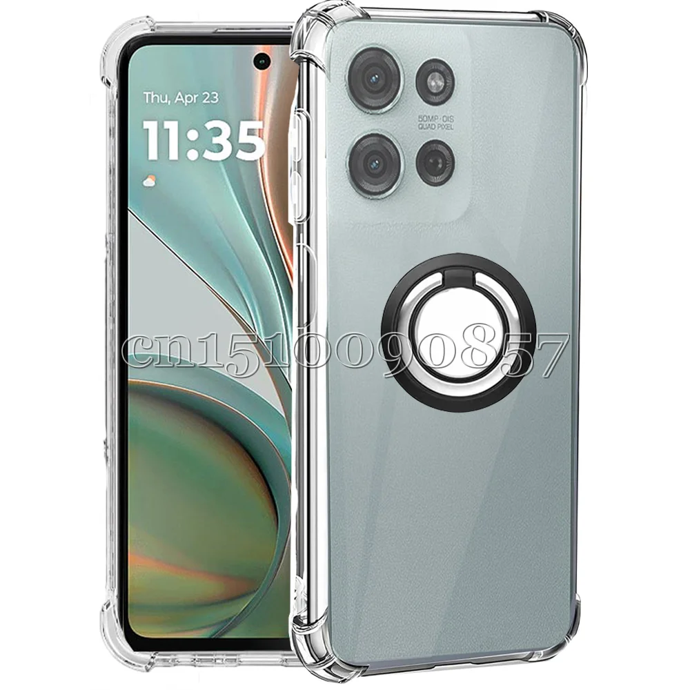 Мягкий чехол из ТПУ с кольцом-держателем и усиленными углами для Motorola Moto G75 S50 Edge 50