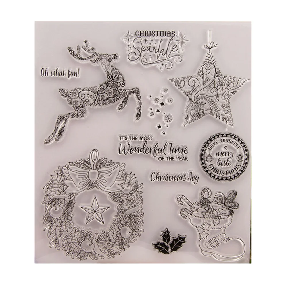 

Christmas Stamp Clear Siliconescrapbooking Scrapbookrubber Transparent Makingstamps Merry Diy Santa Jingle Reindeer Diary