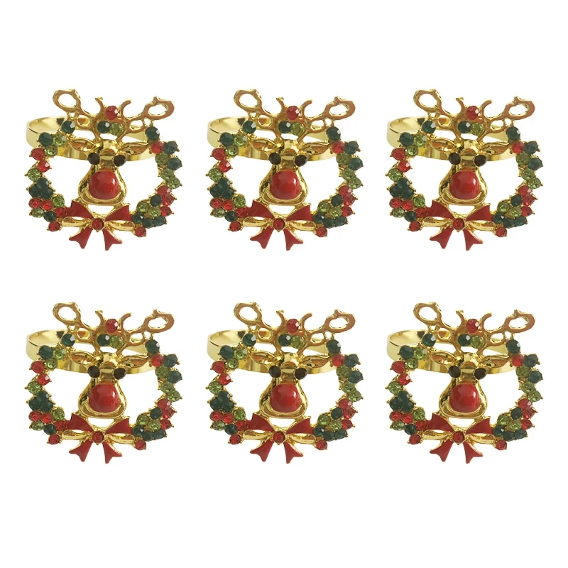 

HOT-6Pcs Deer Napkin Buckle Christmas Deer Napkin Ring Hotel Decoration Cloth Buckle Metal Napkin Ring