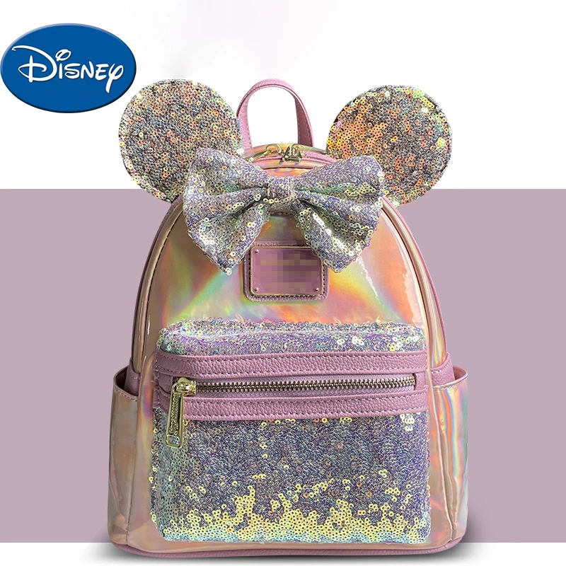 

Сумка для отдыха Disney, милый мультяшный рюкзак с Микки и Минни, маленькая свежая дамская сумочка с блестками для студентов, подарок
