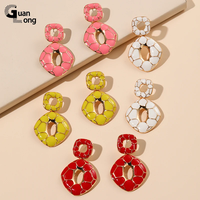 

GuanLong New Metal Drop Earrings For Women 2022 Trending Luxury Designer Geometric Long Earings Korean Style Elegant Jewelry