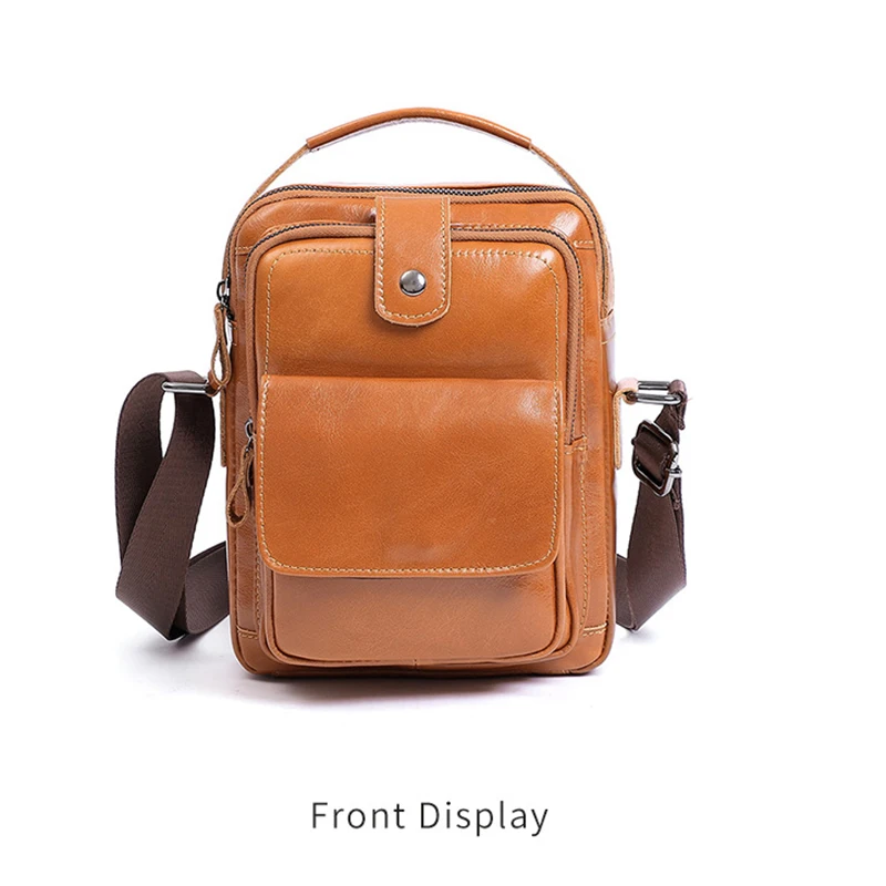 Vintage Men's simple Leather multifunctional Small shoulder phone bag Crossbody Bag