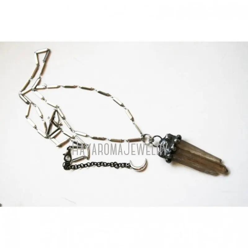 NM43417 ожерелье из дымчатого кварца Троицы лемуриан лимонный кристалл трио