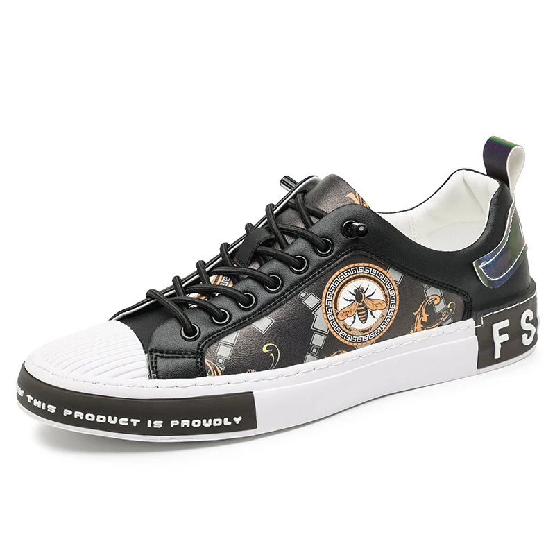 

Мужские повседневные туфли в Европейском стиле, модные белые кроссовки с граффити, износостойкая обувь на плоской подошве, A3