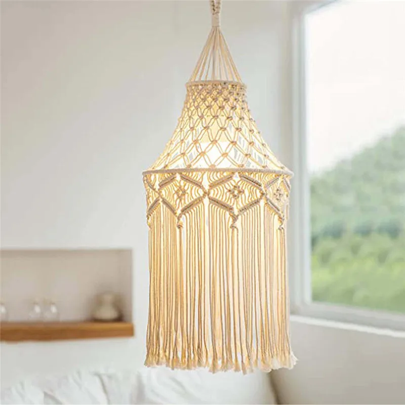 

Lampshade Macrame Wall Hanging Light Cover Tapestry Lamp Shades Home Decor Coffee Restaurant Decoration