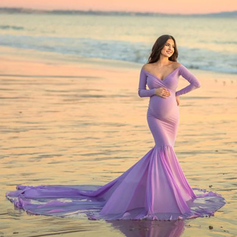 Mermaid Dress for Pregnant Women Maternity Dresses for Photo Shoot Photography Gown for Women Baby Shower