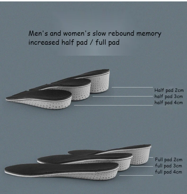 Freetie Official Store Half/full Height Increase Insole Pad EVA Breathable Heel Lifting Inserts Shoe Pads Unisex Shoes Sneakers 