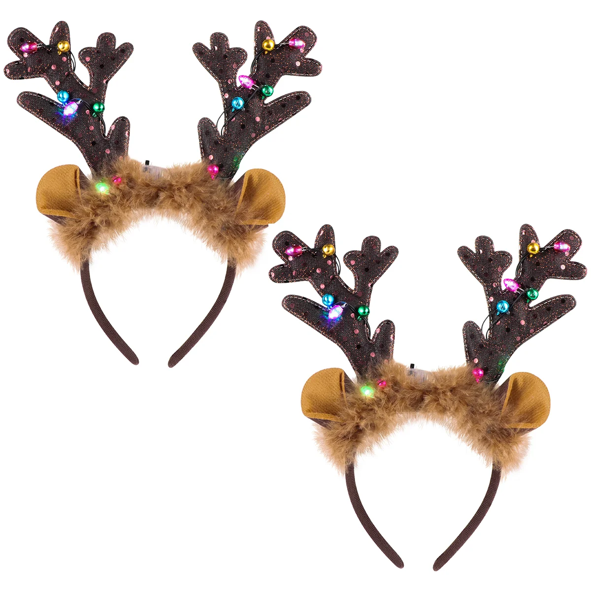 

2pcs Christmas Glow Antler Headband LED Headdress Hair for Woman Kids Decoration