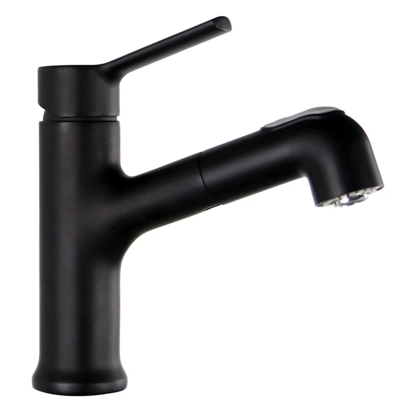 

Basin Faucet Copper Kitchen Sink Taps 2 Modes Pull Out Spray Head Basin Mixer Taps Single Handle For Bathroom Bar Sink