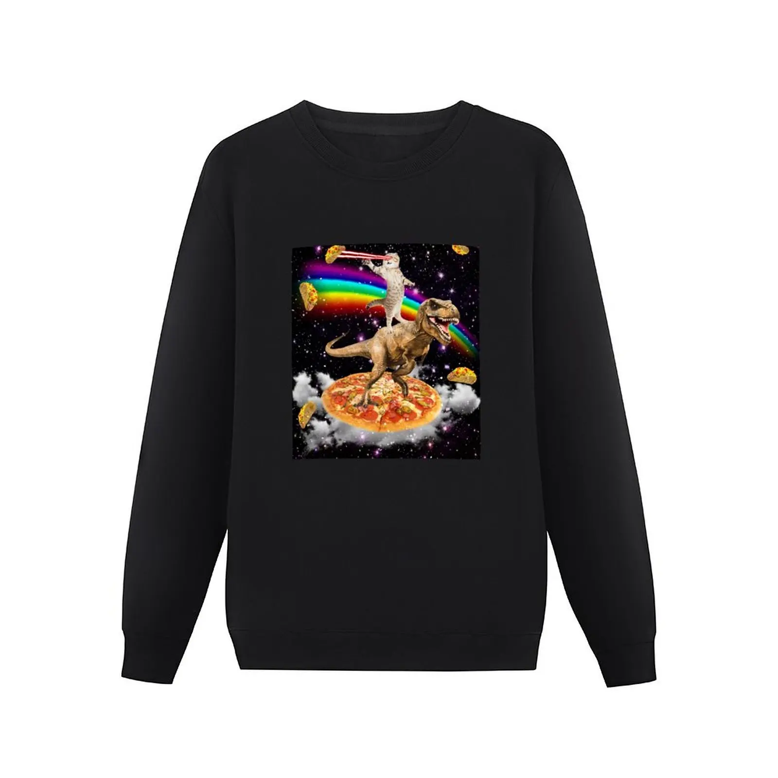 Оригинальный Galaxy лазер глаз кошка на динозавре Пицца с Tacos &amp Радуга Свитшот