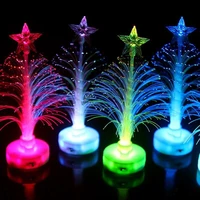2022 colored fiber optic led light up mini christmas tree with star battery powered creative gifts