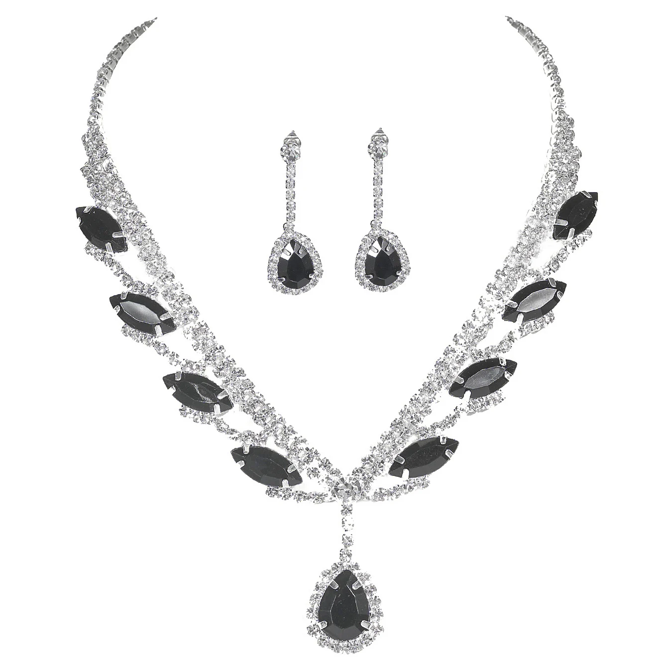 Модное серебряное ожерелье и серьги невесты комплект свадебных украшений с