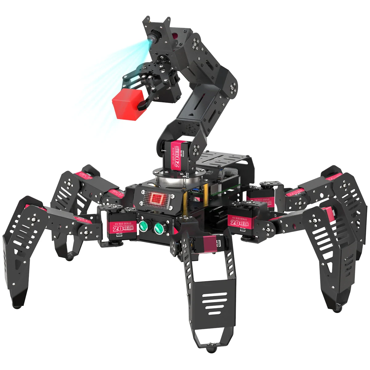 

SpiderPi Pro Hexapod Robot Smart Robot with AI Robotic Arm Powered by Board for Raspberry Pi 4B 4GB