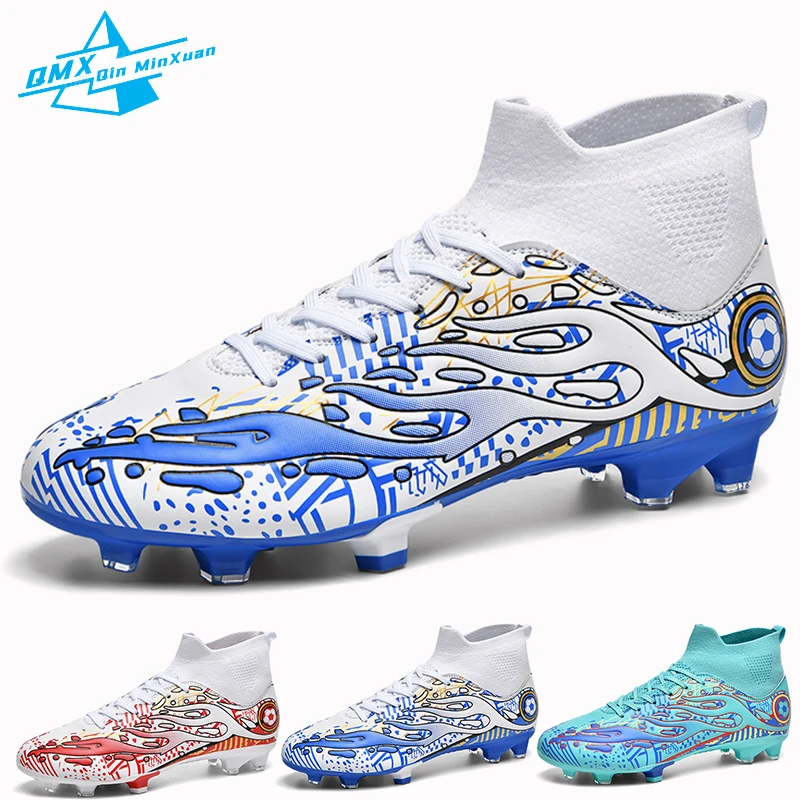 

Мужская футбольная обувь, синие уличные тренировочные детские футбольные ботинки, сверхлегкие Нескользящие подростковые кроссовки для футбола
