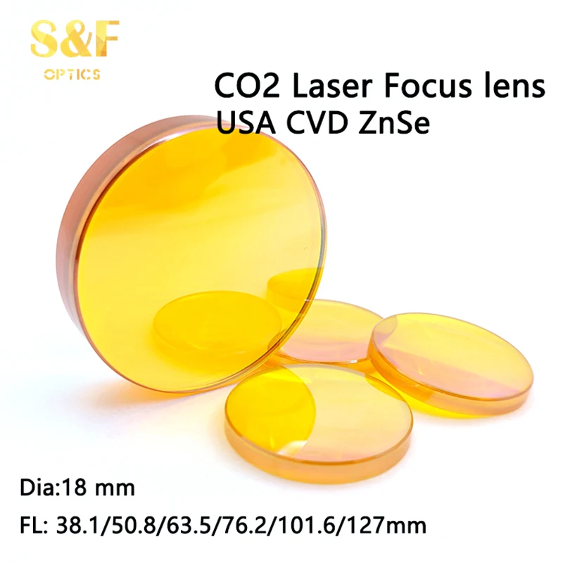 Оптический CO2 лазер Meniscus/Plano USA CVD Znse фокусный объектив диаметром 18 мм FL38.1/50 8/63 5/76