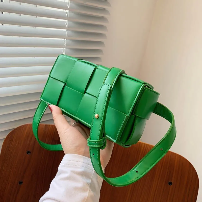 

Pu Leather Woven Small Waist Bags for Women Luxury Brand Shoulder Bag Female New Trend Women Hand Bag 2022 Messenger Bag Girls