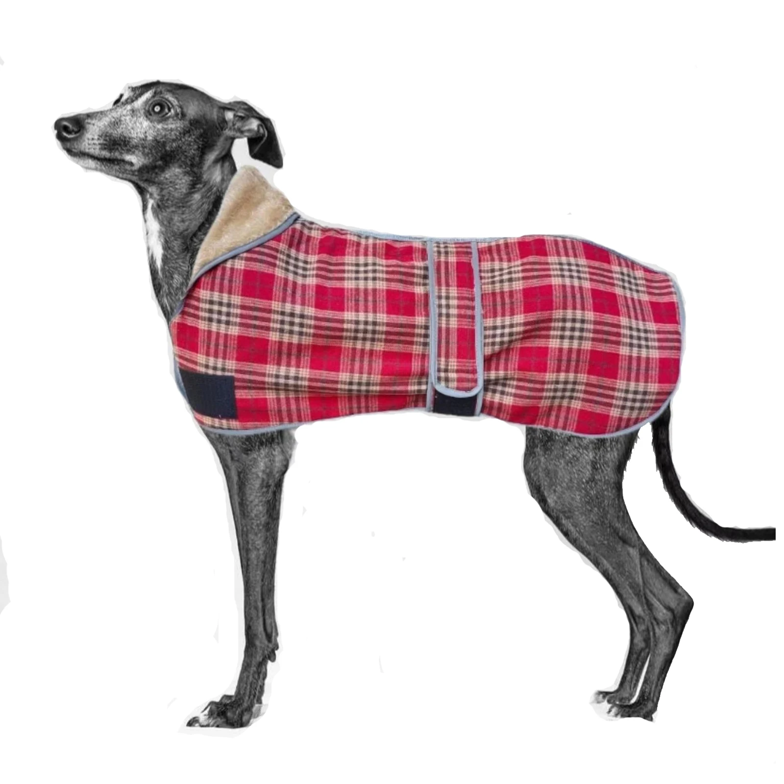 

Winter Dog Coat Reflective Warm Dog Clothes for Medium Large Dogs British Style Plaid Thicken Fleece Pet Jacket for Cold Weather