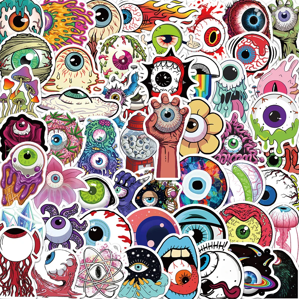 

10/30/50PCS Horror Eyeball Graffiti Stationery Stickers Skateboard Guitar Laptop Motorcycle Luggage Phone Toy Decals for Kid