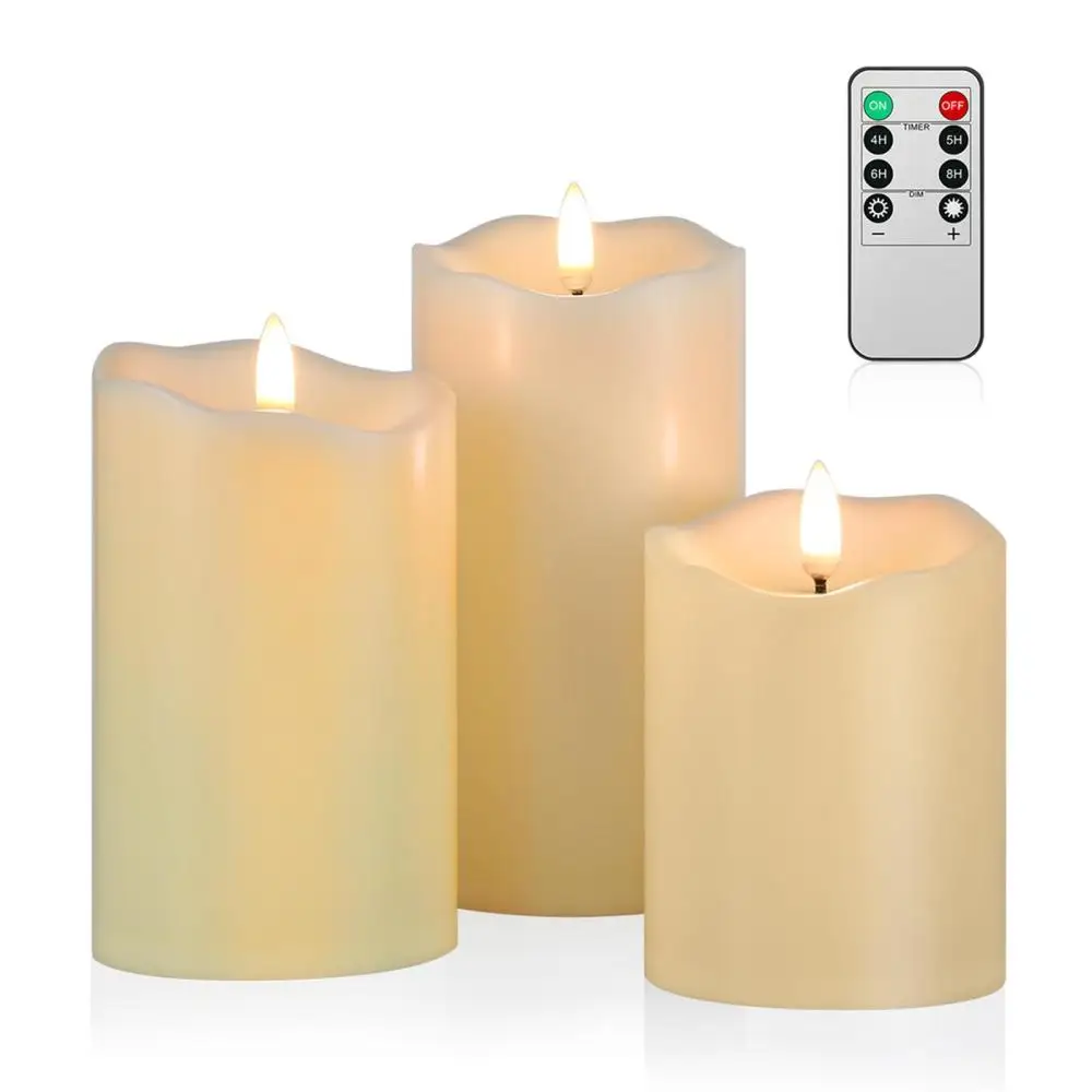 

Large Battery Operated Candles LED Electronics Home Confession White Three Sets Of Household Lights Paraffin Wedding Party Decor