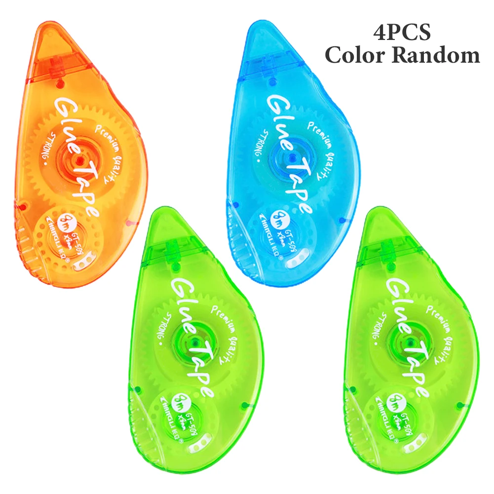 

4pcs Student Error Correction Tape School Scrapbooking Double Sided Glue Roller Adhesive Tape Random Color Office Stationery