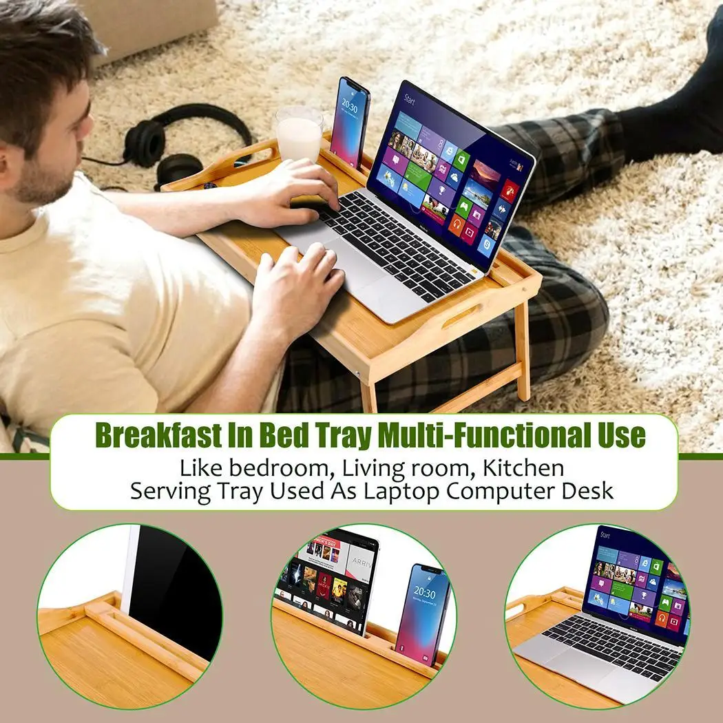 Adjustable Portable Foldable Laptop Notebook Desk Table Stand Bed Tray Anti-Slip Baffle and Imely Heat Emission Laptop Bed Lap