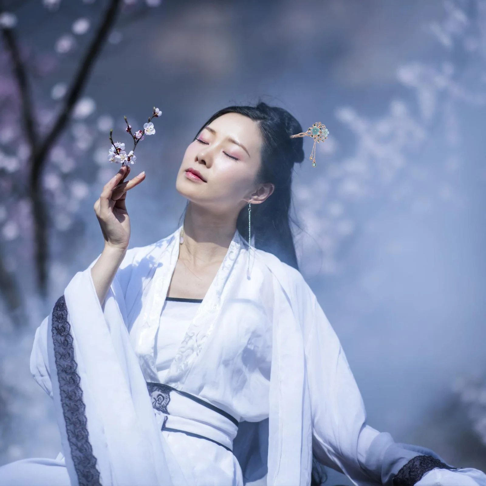 Sticks Wedding Hair Accessories Vintage Decorate Embellishments Blue Chinese Hairpin Miss Dangle Earrings