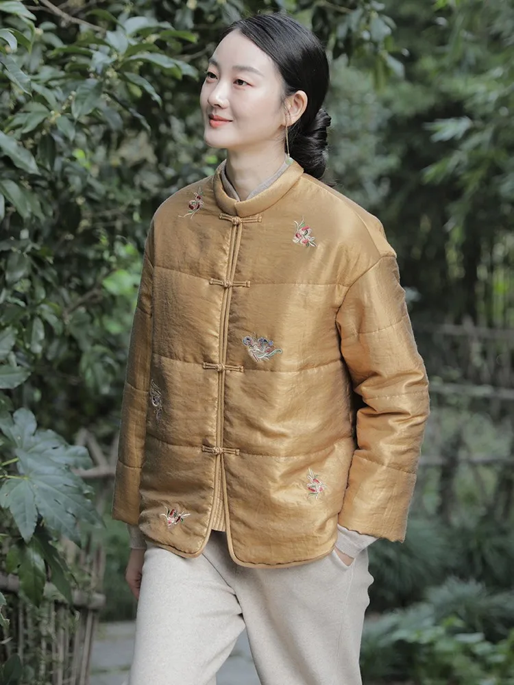 Winter Chinese style Tang suit with embroidered buttons, short down jacket, Chinese style coat enlarge