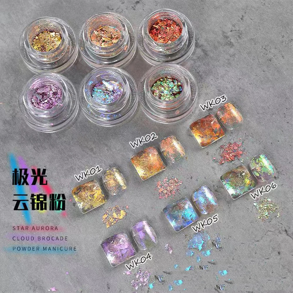 

Crystal Fire Opal Powder Star Aurora Nail Art Cloud Brocade Flakes Chrome Glitter for Eyeshadow DIY Manicure Irregular Sequin