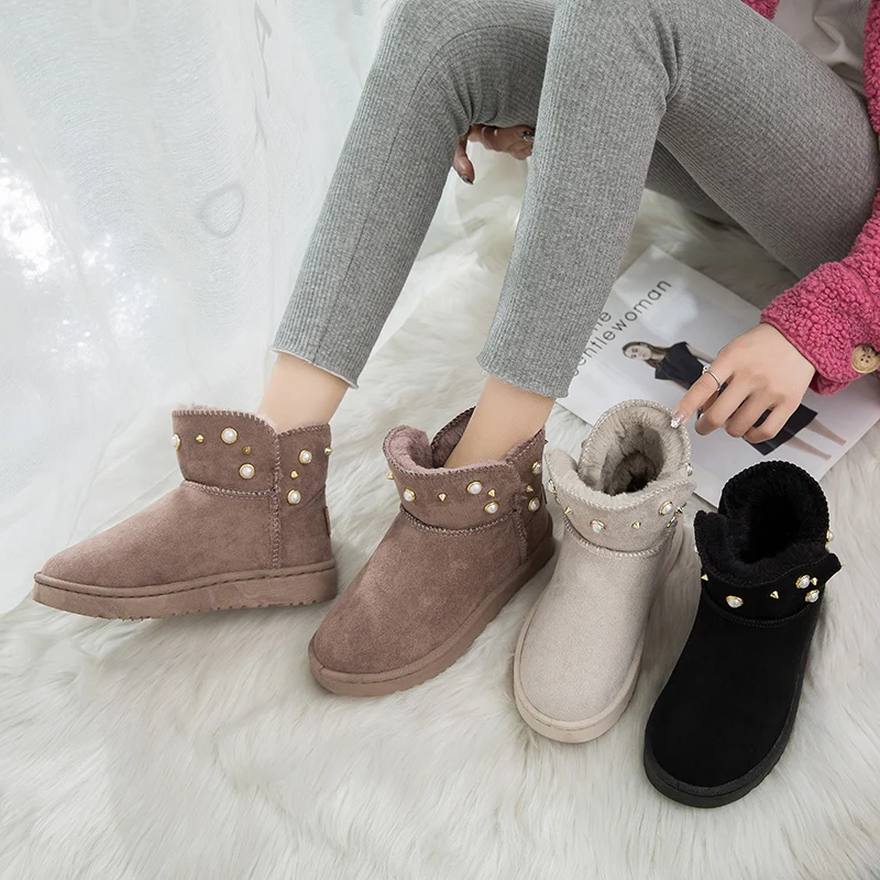 

New Winter Chelsea Warm Women Shoes Ankle Flats Snow High Boots Women Casual Dress Short Plush Botas Suede Boots Femme